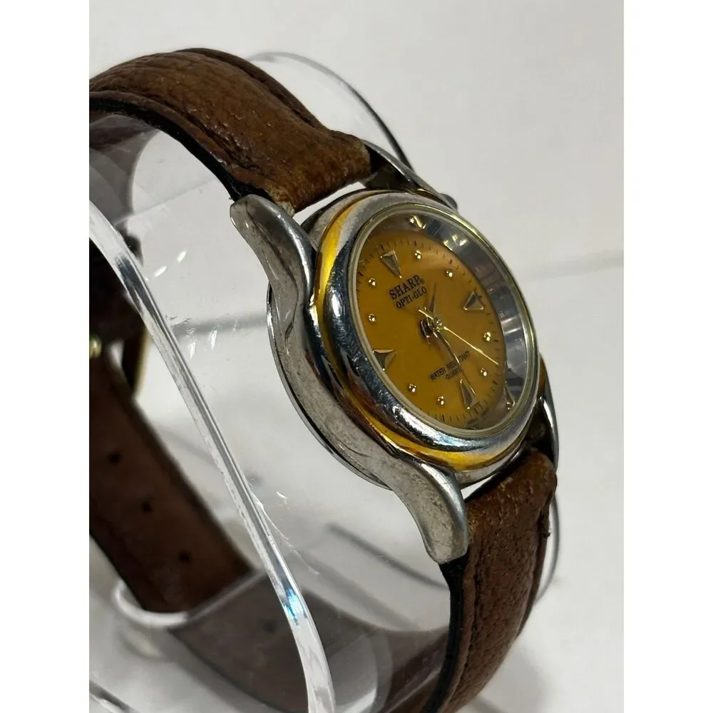 Sharp Opti-glo 361633 brown dial vintage women's watch, working